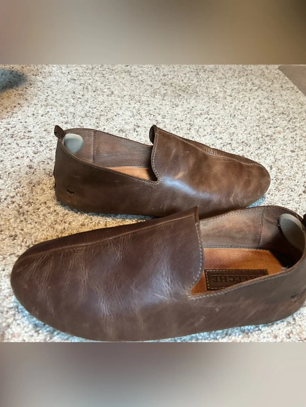 Men's Slip-On Babouche Full Grain Leather House Slippers - Memory Foam